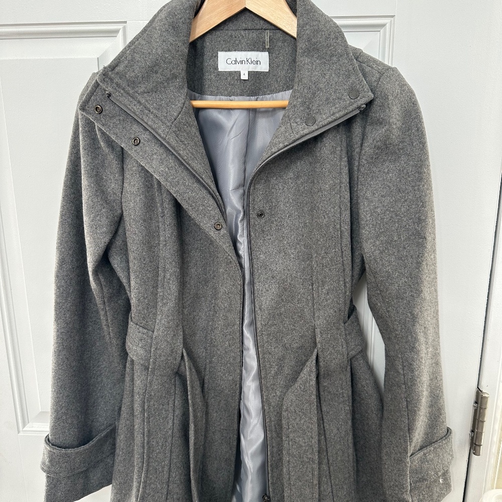 Grey mini trench coat